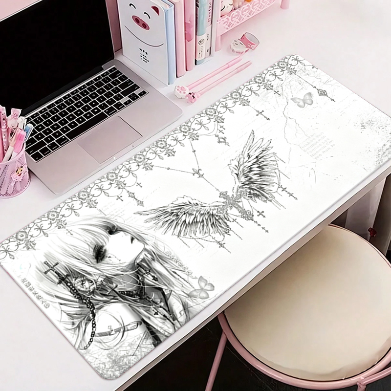 Gaming Equipment Accessories - Skórzana podkładka pod mysz czarno-biała Anime
