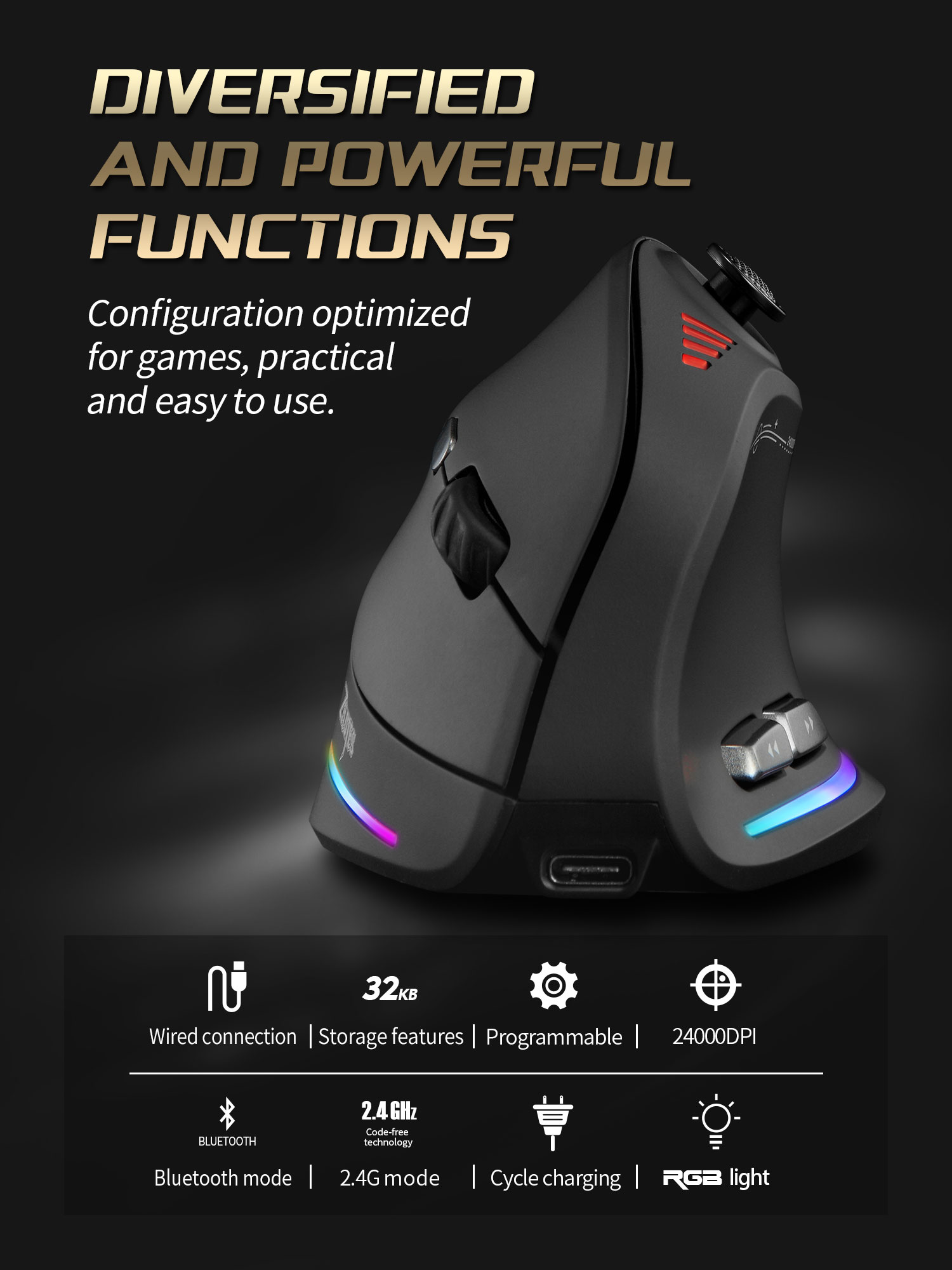 Bezprzewodowa pionowa mysz Jom – Gaming Accessories recenzja i cena